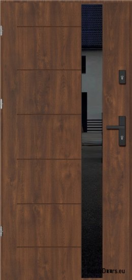 Außentür BORNHOLM MIT SCHWARZEM GLAS DICK warm 70mm, VON DER BANK, 90 L