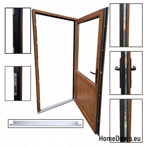 PVC-HAUSTÜREN FÜR GESCHÄFTE UND BÜROS 90/210 Anthrazit/Weiss, verglastes Design