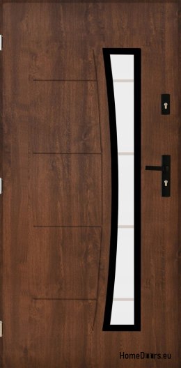 Stabile Außentür mit Glas 55mm POP 02 90 links Nussbaum
