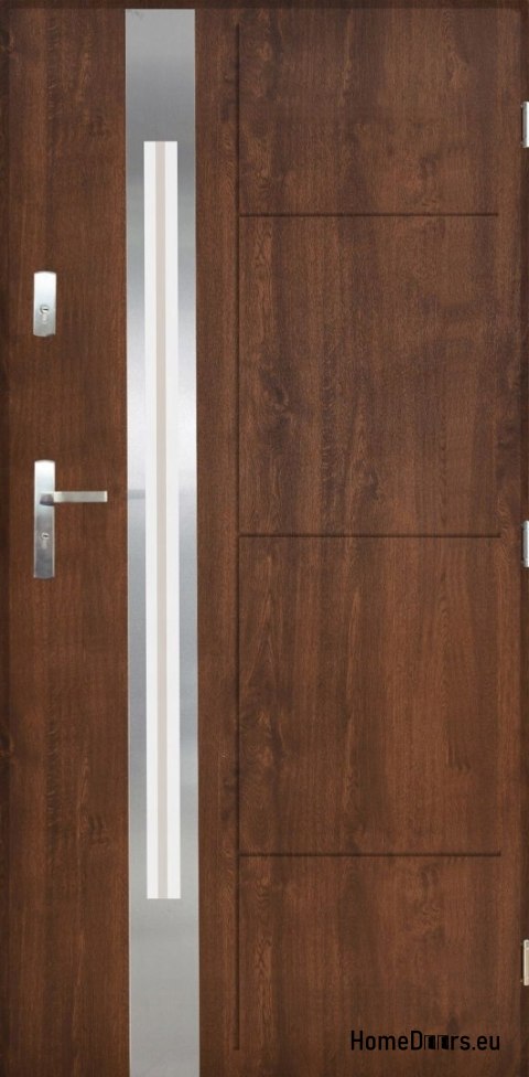 Außentür Stahl polieren 55mm Sonata 03 90 rechts Nussbaum Außentür Stahl polieren 55mm Sonata 03 90 rechts Nussbaum