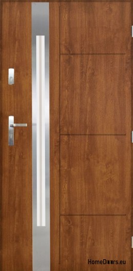Außentür aus poliertem Stahl 55mm Sonata 03 90 Rechts Golden Oak