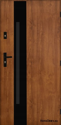 Außentür aus poliertem Stahl 55mm Tango 04 90 Rechts Golden Oak