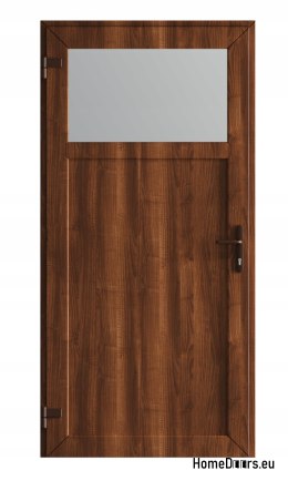 DRZWI ZEWNĘTRZNE PCV TECHNICZNE GOSPODARCZE 90X205 cm ORZECH LEWE
