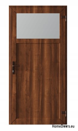 DRZWI ZEWNĘTRZNE TECHNICZNE GOSPODARCZE PCV 100X205 cm ORZECH PRAWE