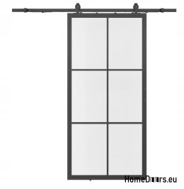 Drzwi przesuwne 90 Loft 6S szklane stal czarne szyby w kpl stalowe od ręki