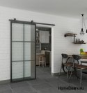 Drzwi przesuwne 90 Loft 6S szklane stal czarne szyby w kpl stalowe od ręki