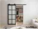 Drzwi przesuwne 90 Loft 8S szklane stalowe czarne z szybami od ręki