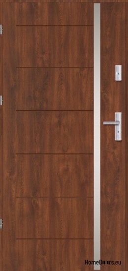 Drzwi zewnętrzne CENTO z ramką inox GRUBE ciepłe 70mm OD RĘKI 90 L orzech