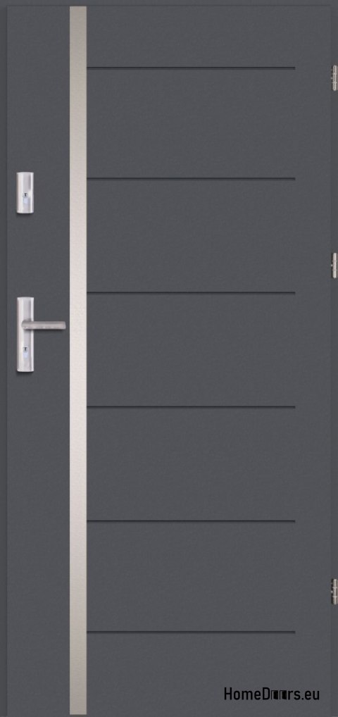 Drzwi zewnętrzne CENTO z ramką inox GRUBE ciepłe 70mm OD RĘKI 90 P antracyt Drzwi zewnętrzne CENTO z ramką inox GRUBE ciepłe 70mm OD RĘKI 90 P antracyt