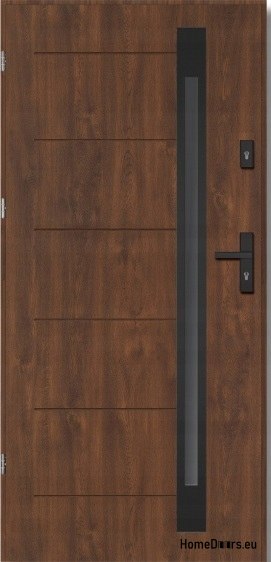 Stahl-Außentüren NARVIK BLACK 56 mm, OFF-the-SHELF, 90 L Nussbaum Stahl-Außentüren NARVIK BLACK 56 mm, OFF-the-SHELF, 90 L Nussbaum