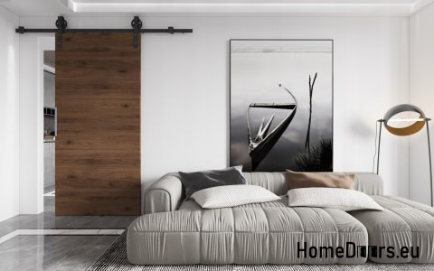 Schiebetür 70 wandmontierte ALFA LOFT A 04 Walnuss 74 + Schiebesystem