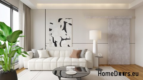 Schiebetür 70 wandmontiertes ALFA Beton 74 + Schiebesystem