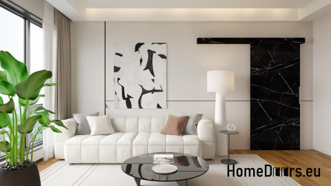 Schiebetür 70 wandmontiertes ALFA-Marmor-schwarzes 74+ Schiebesystem Dick