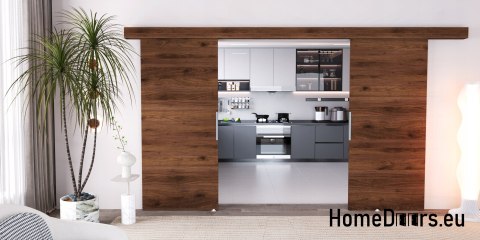 Drzwi przesuwne 110 naścienne ALFA LOFT 02 Orzech 55 + system przesuwny