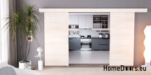 Drzwi przesuwne 130 naścienne ALFA LOFT 02 Buk Norweski 65+system przesuwny