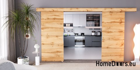 Drzwi przesuwne 130 naścienne ALFA LOFT 02 Dąb Wotan 65 + system przesuwny