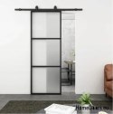 Schiebetür 90 Loft 3S FROST Glas Stahl schwarz Milchglas + System