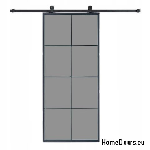 Schiebetür 90 Loft 8S BLACK Glasstahl schwarz Fenster an der Hand + System