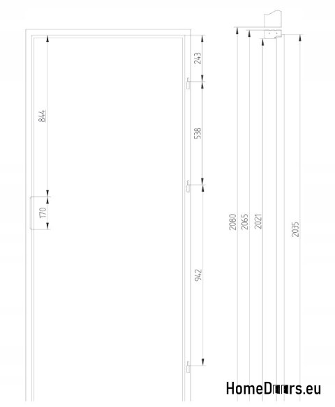 Standrahmen weiß MDF für Innenbefestigungstüren, AUS HANDS