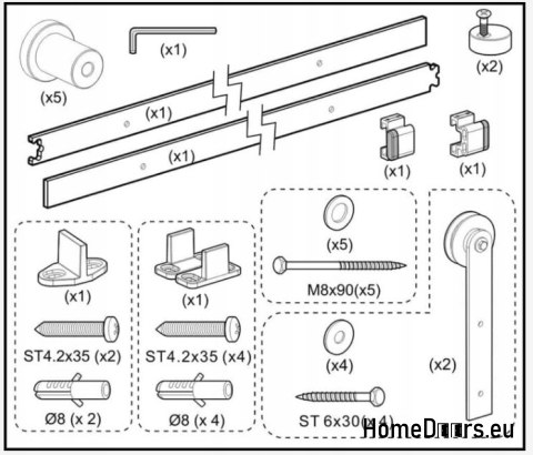 Loks Ein Schiebesystem für Türen 1 Flügel