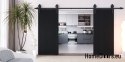 Drzwi przesuwne 140 naścienne ALFA LOFT 04 Czarne 70 + system przesuwny