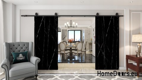 Drzwi przesuwne 120 naścienne ALFA LOFT 01 Marmur Czarny60+system przesuwny