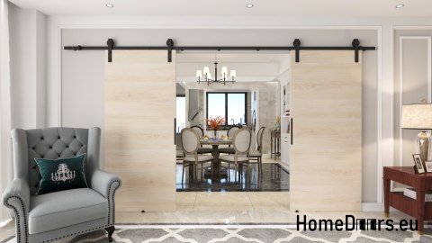 Drzwi przesuwne 140 naścienne ALFA LOFT 01 Buk Norweski 70+system przesuwny