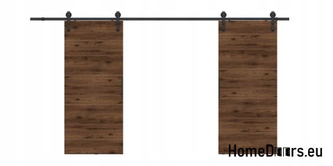 Drzwi przesuwne 148 naścienne ALFA LOFT 01 Orzech 74 + system przesuwny