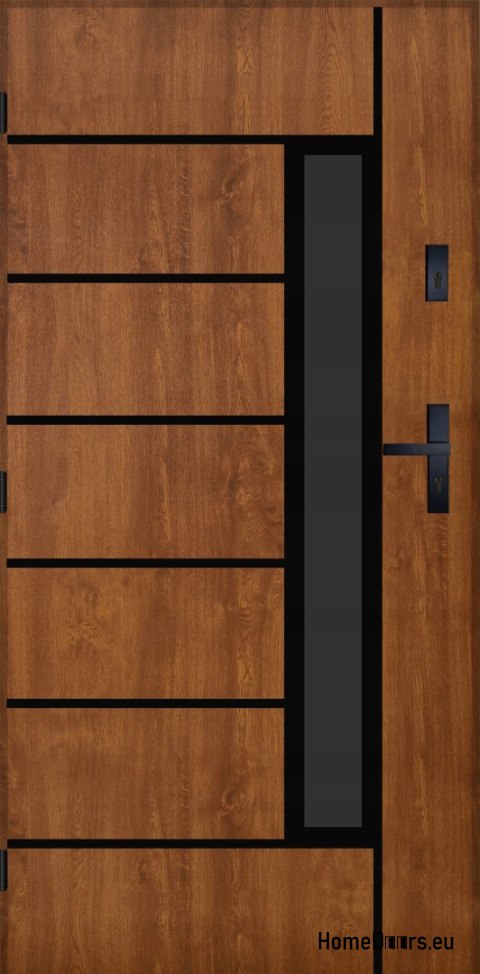 Drzwi Zewnętrzne PANTOR HERKULES 01 Lewe 90 Złoty Dąb Grube 72mm Ciepłe