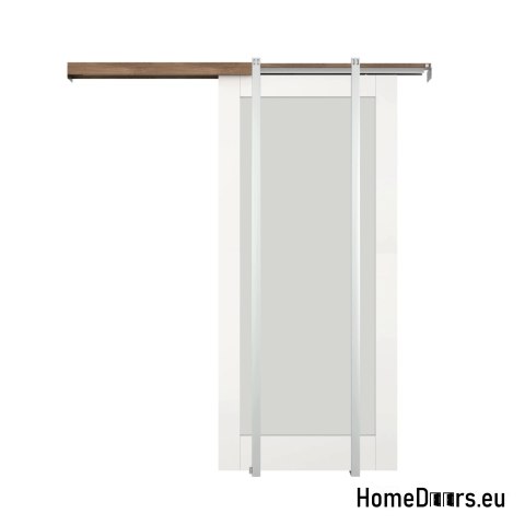 Carlo-In-Wand-Schiebetür, weiß, in die Wand versenkbar (Taschenkonstruktion), mit Lichtausschnitt Glaseinsatz, inkl. Zubehör