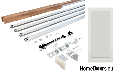 Carlo-In-Wand-Schiebetür, weiß, in die Wand versenkbar (Taschenkonstruktion), mit Lichtausschnitt Glaseinsatz, inkl. Zubehör