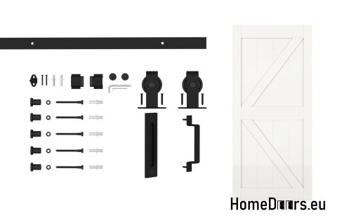 Albert-Innentür für den Innenbereich, 3,5 cm stark, 90 Loft, weiß, komplett mit Schiebetürsystem