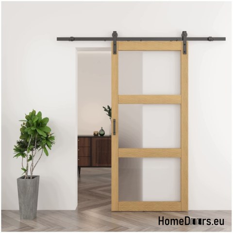Miami-Innentür für den Innenbereich, 3,5 cm stark, 90 Loft, Eiche, komplett mit System