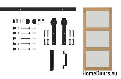 Miami-Innentür für den Innenbereich, 3,5 cm stark, 90 Loft, Eiche, komplett mit System