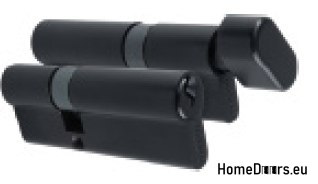 Patent-Schließzylinder mit Knauf, schwarz, Ein-Schlüssel-System 30/35+G30/35