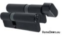 Patent-Schließzylinder mit Knauf, schwarz, Ein-Schlüssel-System 30/35+G35/30