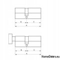 Patentschloss mit Nickel-Knauf, Ein-Schlüssel-System 40/65 + G65/40