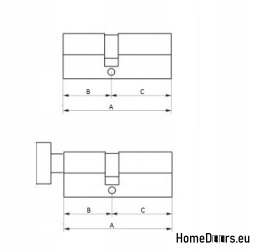Profilzylinder mit Knauf, Ein-Schlüssel-System, Nickel 30/40 + G40/30